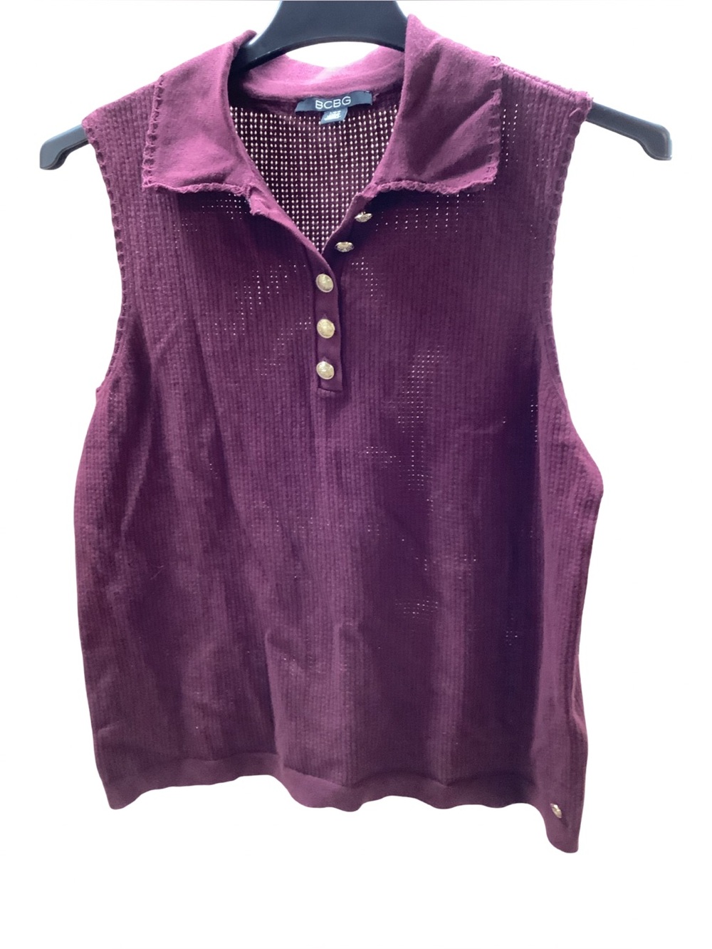 BCBG Size Large Women’s Wine Crewneck Waffle Knit Sweater. New With Tags